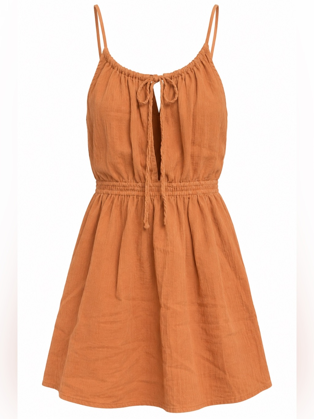 NWT Volcom Keep It Hot Mini Dress Women S Rust Brown Open Back Cotton